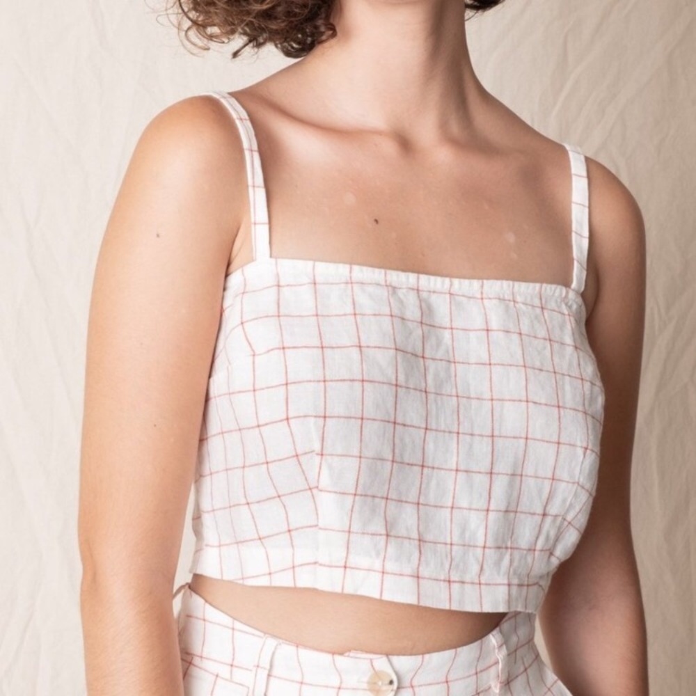 Paloma Wool Riga Check Top in Off White